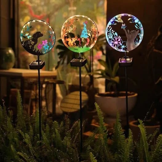image-LED Wrought Iron Solar Garden Animal Atmosphere Ground Lamp