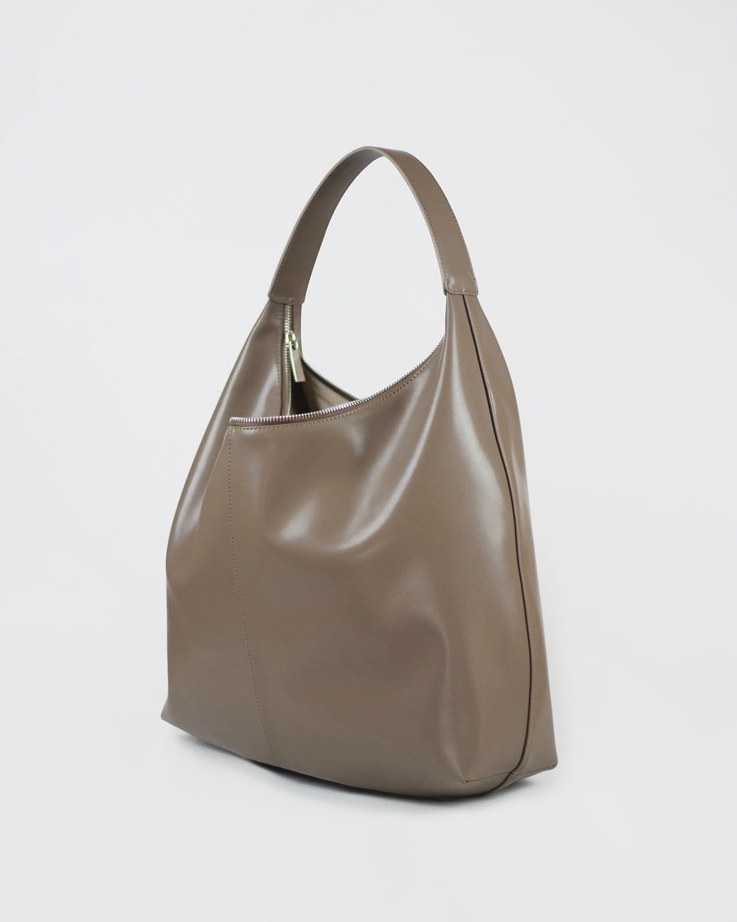 image-Khaki Autumn And Winter Soft Casual Large Capacity Zipper Tote Bag