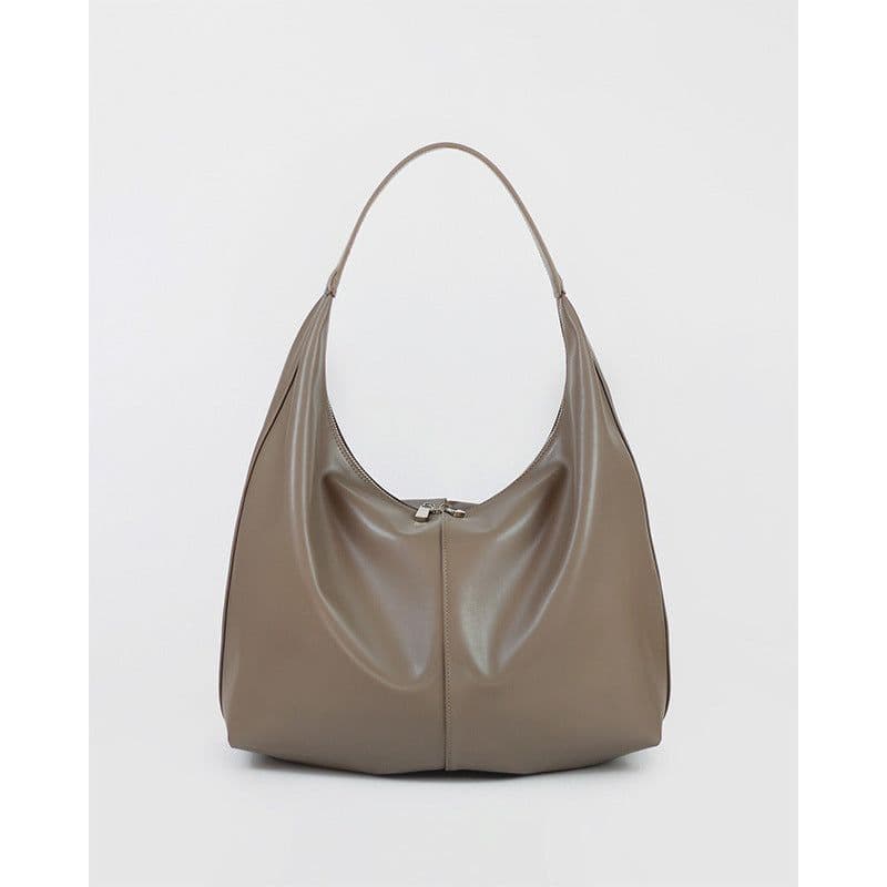 image-Khaki Autumn And Winter Soft Casual Large Capacity Zipper Tote Bag