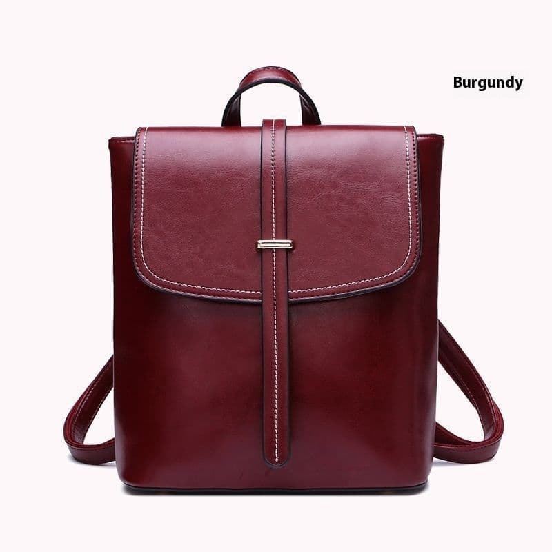 image-Women's Oil Wax Backpack Can Be Women's One Shoulder Handbag