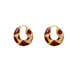 image-Fashion Jewelry New Trendy Enamel Color Metal Texture Small Hoop Earrings For Women Gold Plated Statement Ear Buckle Creative Jewelry Gifts