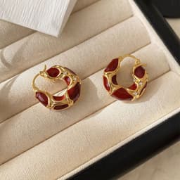 image-Fashion Jewelry New Trendy Enamel Color Metal Texture Small Hoop Earrings For Women Gold Plated Statement Ear Buckle Creative Jewelry Gifts