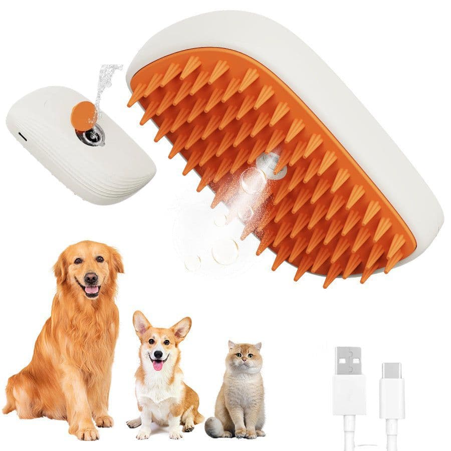 image-USB Rechargeable Pets Steam Brush Spray Massage Comb Pet Grooming Tools Cat Steam Comb Pet Products