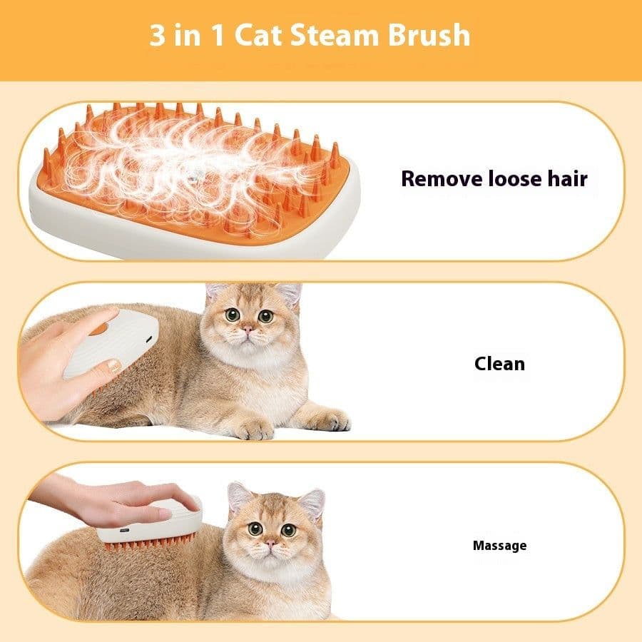 image-USB Rechargeable Pets Steam Brush Spray Massage Comb Pet Grooming Tools Cat Steam Comb Pet Products