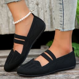 image-Casual Mesh Flats Women's Low-cut Round Toe Slip-on Knit Shoes