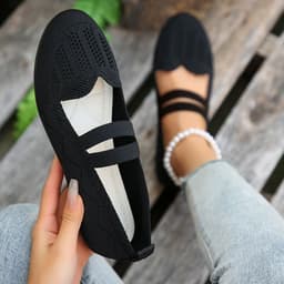 image-Casual Mesh Flats Women's Low-cut Round Toe Slip-on Knit Shoes
