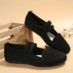 image-Casual Mesh Flats Women's Low-cut Round Toe Slip-on Knit Shoes
