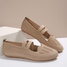 image-Casual Mesh Flats Women's Low-cut Round Toe Slip-on Knit Shoes
