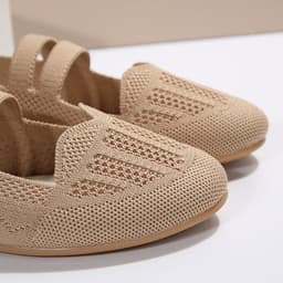 image-Casual Mesh Flats Women's Low-cut Round Toe Slip-on Knit Shoes