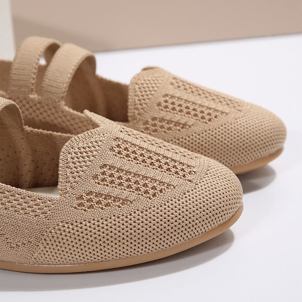image-Casual Mesh Flats Women's Low-cut Round Toe Slip-on Knit Shoes
