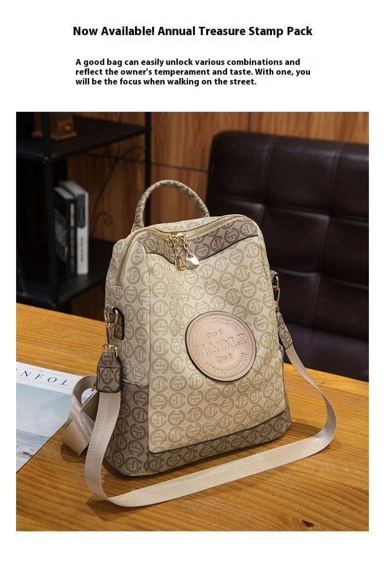 image-European And American Vintage Backpack Women's Bag New Large Capacity