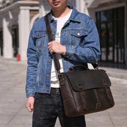 image-Retro Men's Briefcase Crazy Horse Leather