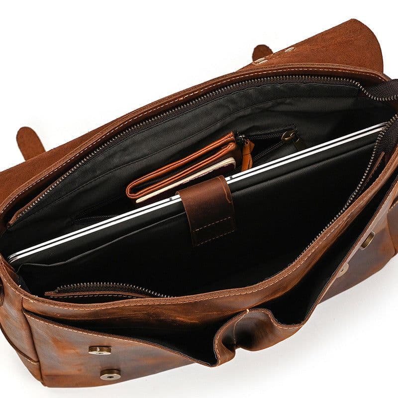 image-Retro Men's Briefcase Crazy Horse Leather