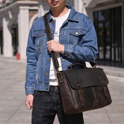 image-Retro Men's Briefcase Crazy Horse Leather
