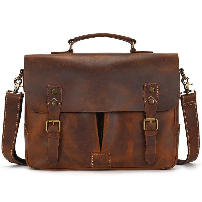 image-Retro Men's Briefcase Crazy Horse Leather