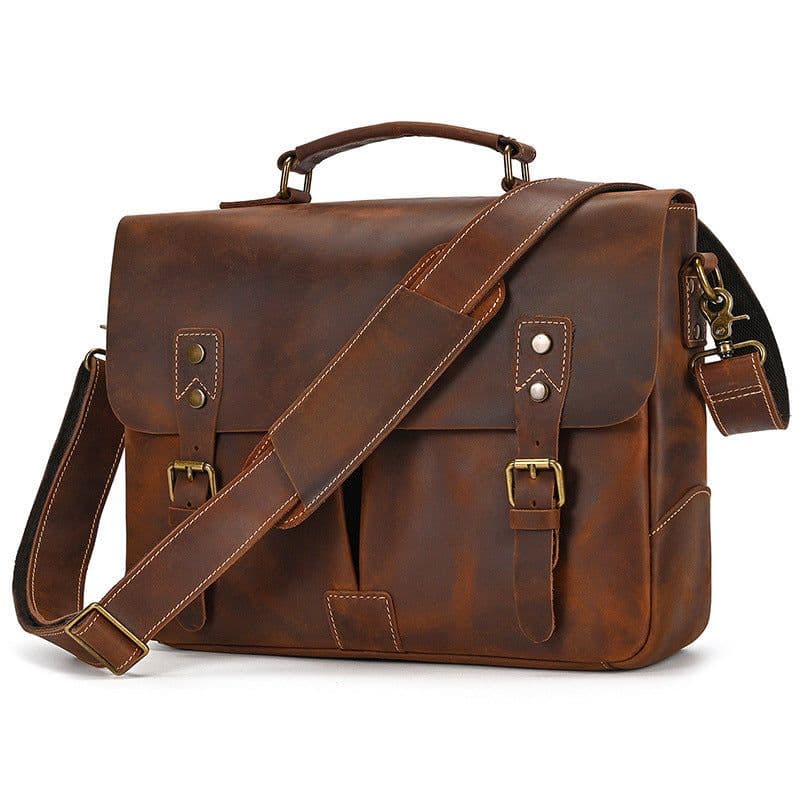 image-Retro Men's Briefcase Crazy Horse Leather
