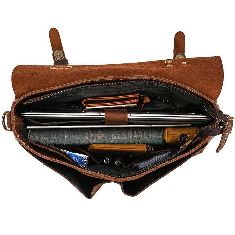 image-Retro Men's Briefcase Crazy Horse Leather