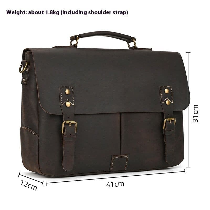 image-Retro Men's Briefcase Crazy Horse Leather