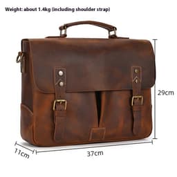 image-Retro Men's Briefcase Crazy Horse Leather