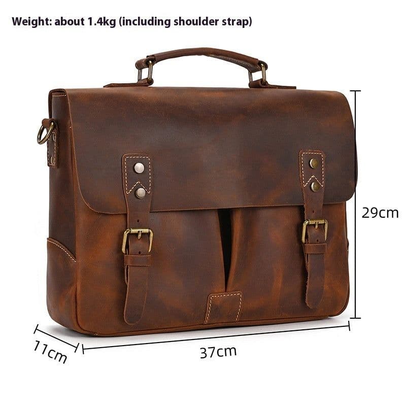 image-Retro Men's Briefcase Crazy Horse Leather