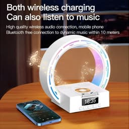 image-4 In 1 Wireless Bluetooth Speaker Charging Pad Bedside Lamp With Alarm Clock Wake-Up Light For Bedroom Support USB Drive TF Card