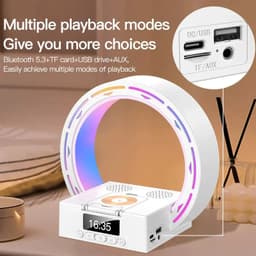 image-4 In 1 Wireless Bluetooth Speaker Charging Pad Bedside Lamp With Alarm Clock Wake-Up Light For Bedroom Support USB Drive TF Card