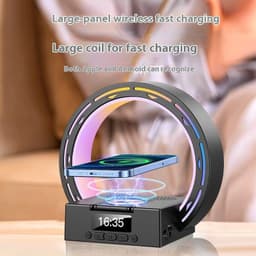 image-4 In 1 Wireless Bluetooth Speaker Charging Pad Bedside Lamp With Alarm Clock Wake-Up Light For Bedroom Support USB Drive TF Card