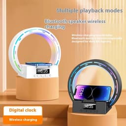image-4 In 1 Wireless Bluetooth Speaker Charging Pad Bedside Lamp With Alarm Clock Wake-Up Light For Bedroom Support USB Drive TF Card