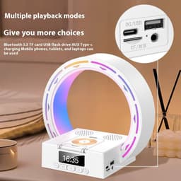 image-4 In 1 Wireless Bluetooth Speaker Charging Pad Bedside Lamp With Alarm Clock Wake-Up Light For Bedroom Support USB Drive TF Card