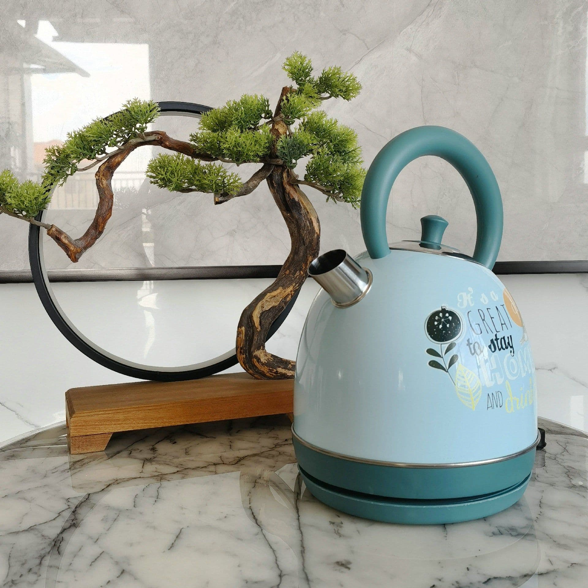 image-Painted Paint Vintage Electric Kettle Electric Tea Burning Stainless Steel Home Appliance