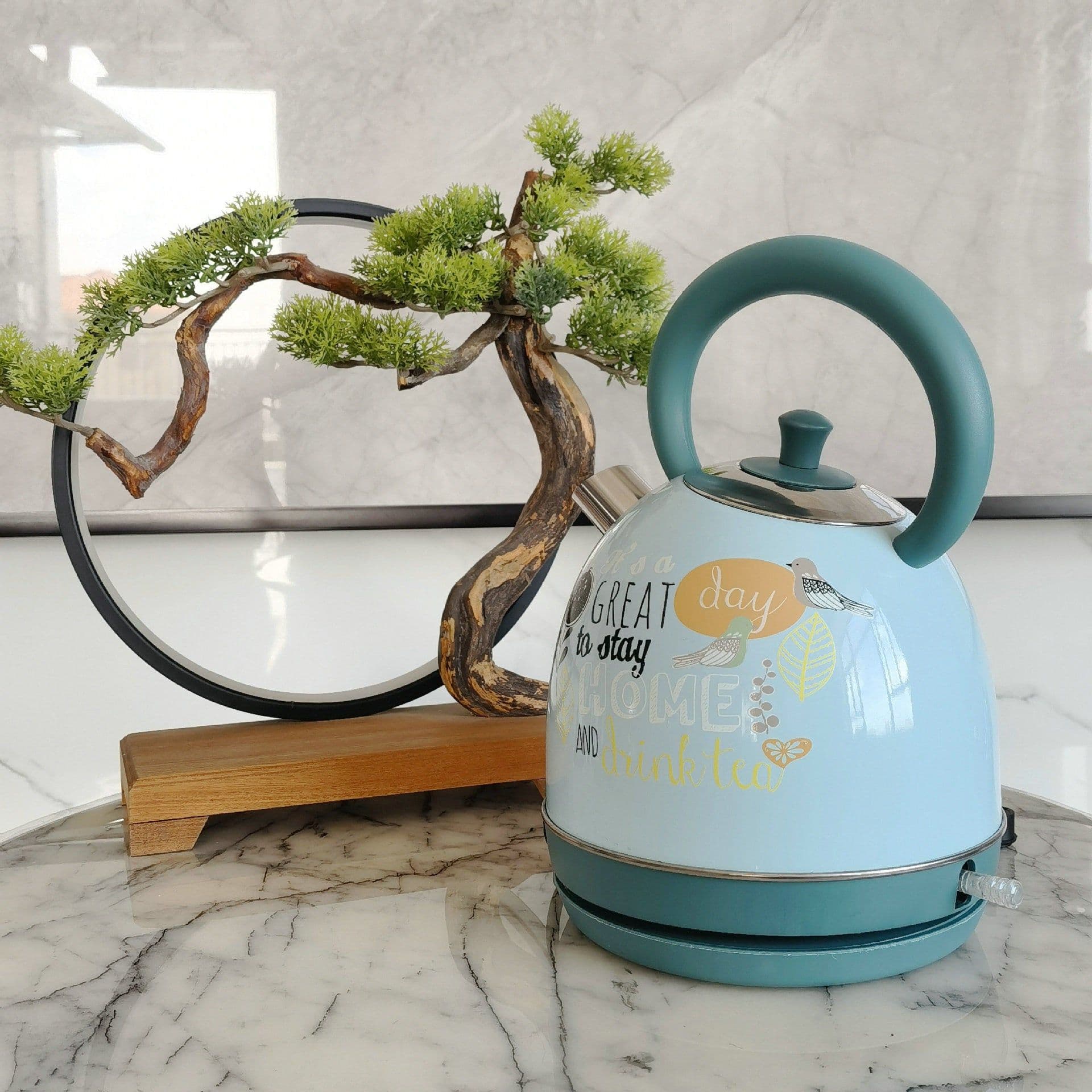 image-Painted Paint Vintage Electric Kettle Electric Tea Burning Stainless Steel Home Appliance
