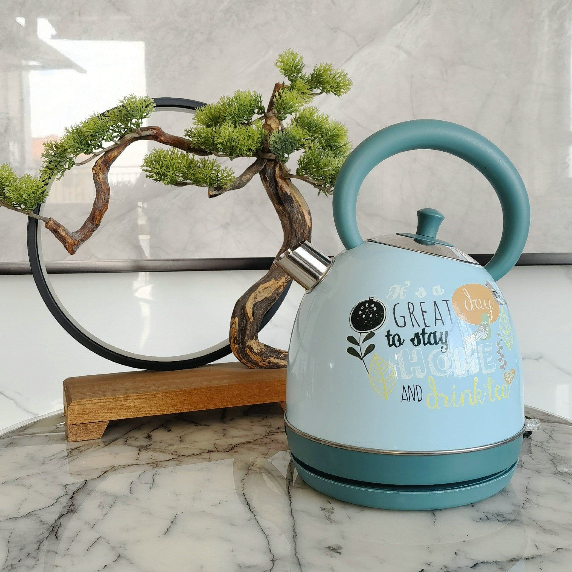 image-Painted Paint Vintage Electric Kettle Electric Tea Burning Stainless Steel Home Appliance