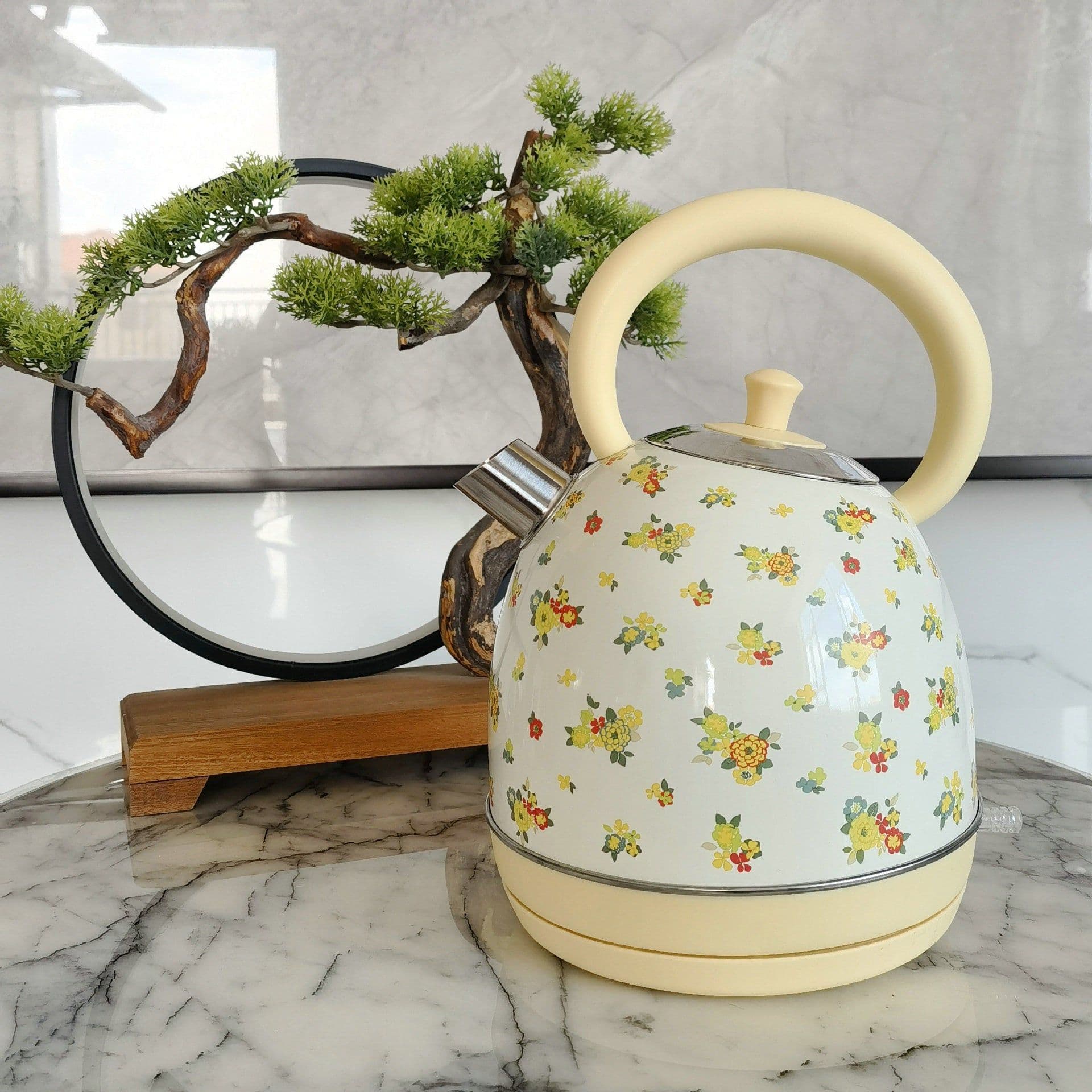 image-Painted Paint Vintage Electric Kettle Electric Tea Burning Stainless Steel Home Appliance
