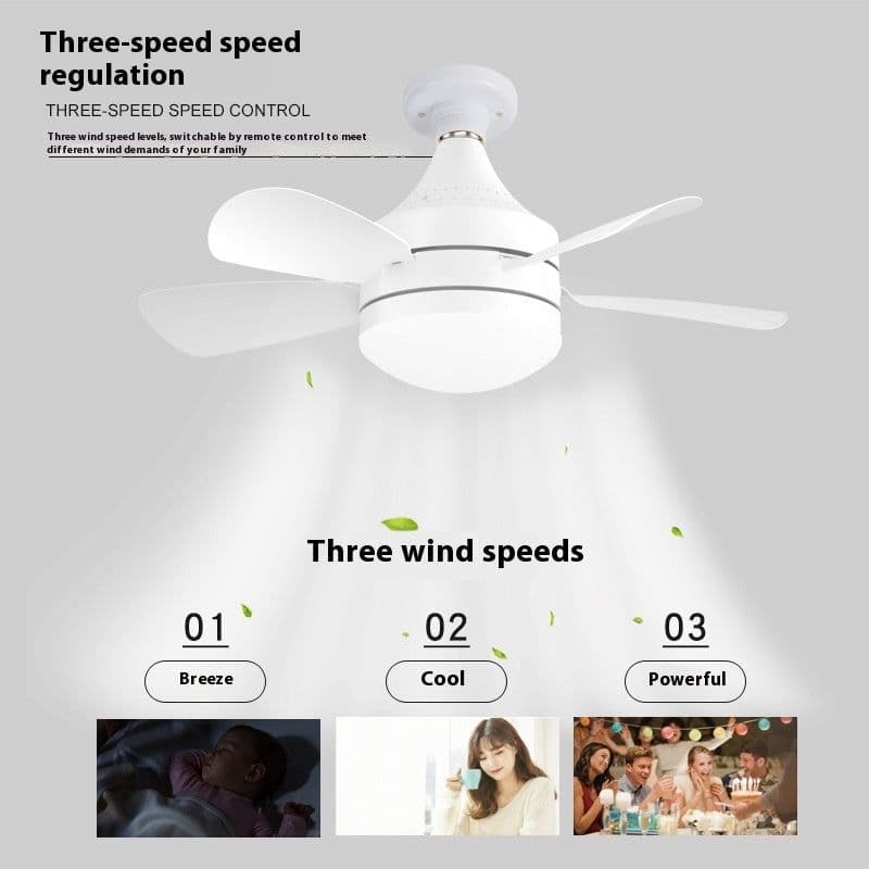 image-LED Straight Leaf Fan Lamp E27 Screw Detachable Fan Blade Bedroom Three-color Dimming Ceiling Ceiling Fan Lights