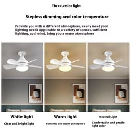 image-LED Straight Leaf Fan Lamp E27 Screw Detachable Fan Blade Bedroom Three-color Dimming Ceiling Ceiling Fan Lights