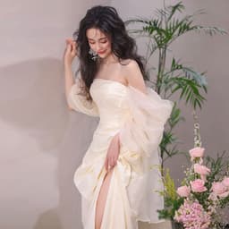 image-Tube Top Light Wedding Dress Bride Simple Long