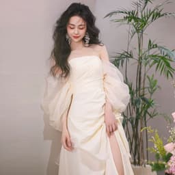 image-Tube Top Light Wedding Dress Bride Simple Long