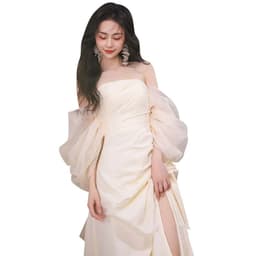 image-Tube Top Light Wedding Dress Bride Simple Long