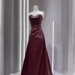 image-Off-the-shoulder Tube Top Leather Skirt Evening Gown