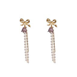 image-Romantic Earrings Lavender Linglan Pearl Tassel Ear Clip