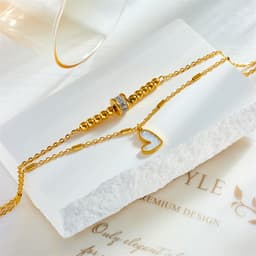 image-Fashion Jewelry Boho Classic Love Heart Ankle Chain Double Layer Chain Bracelet Anklet Charm Tassel Leg Chain On Foot Chain Women Party Jewelry Accessories
