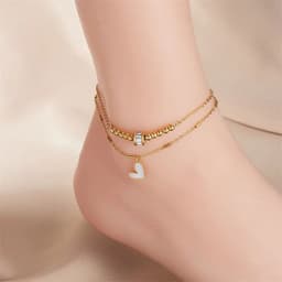 image-Fashion Jewelry Boho Classic Love Heart Ankle Chain Double Layer Chain Bracelet Anklet Charm Tassel Leg Chain On Foot Chain Women Party Jewelry Accessories