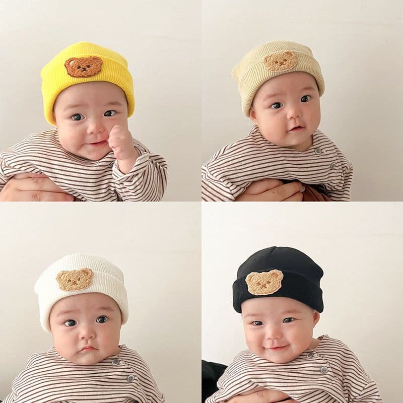 image-Little Bear Cute 0-1 Year Old Baby Boy Thermal Knitting Sleeve Cap
