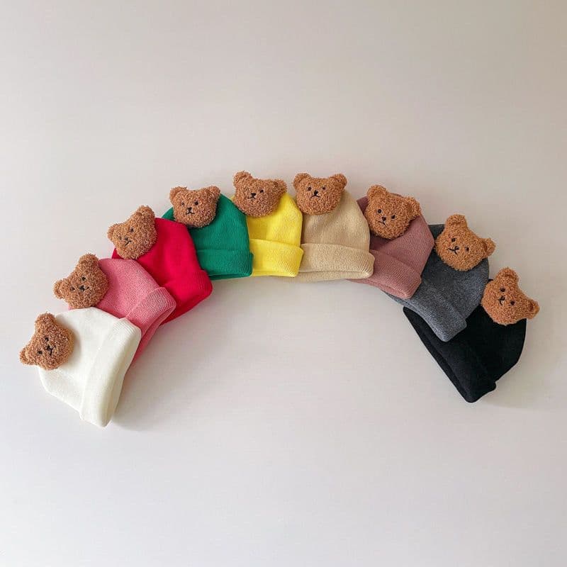 image-Little Bear Cute 0-1 Year Old Baby Boy Thermal Knitting Sleeve Cap