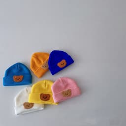 image-Little Bear Cute 0-1 Year Old Baby Boy Thermal Knitting Sleeve Cap