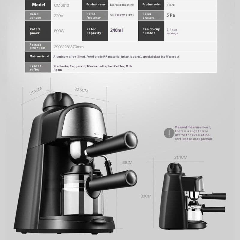 image-Coffee Machine Household Steam Frothed Milk Small Mini Semi-automatic