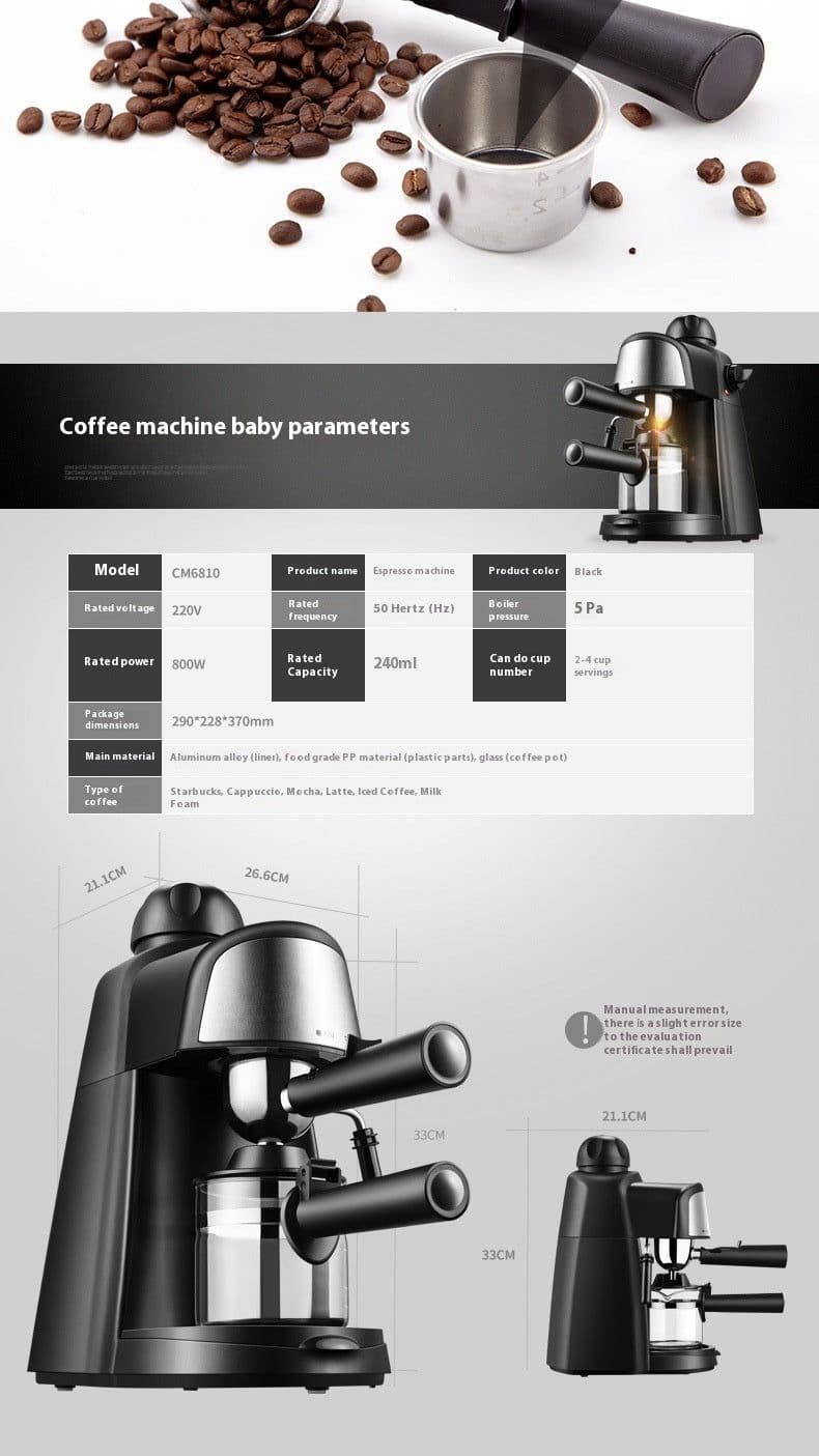 image-Coffee Machine Household Steam Frothed Milk Small Mini Semi-automatic