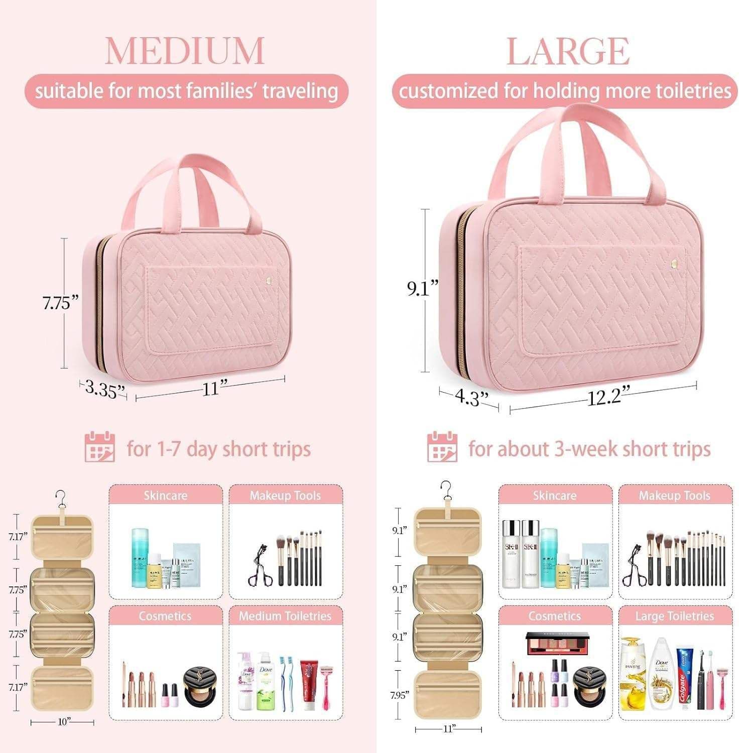 image-Travel Toiletry Bag Portable Cosmetic Bag With Hook