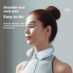 image-Electric Neck Massager EMS Pulse Rechargeable USB Cervical Traction Therapy Massage Stimulator Pain Relief Heating Function