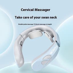 image-Electric Neck Massager EMS Pulse Rechargeable USB Cervical Traction Therapy Massage Stimulator Pain Relief Heating Function